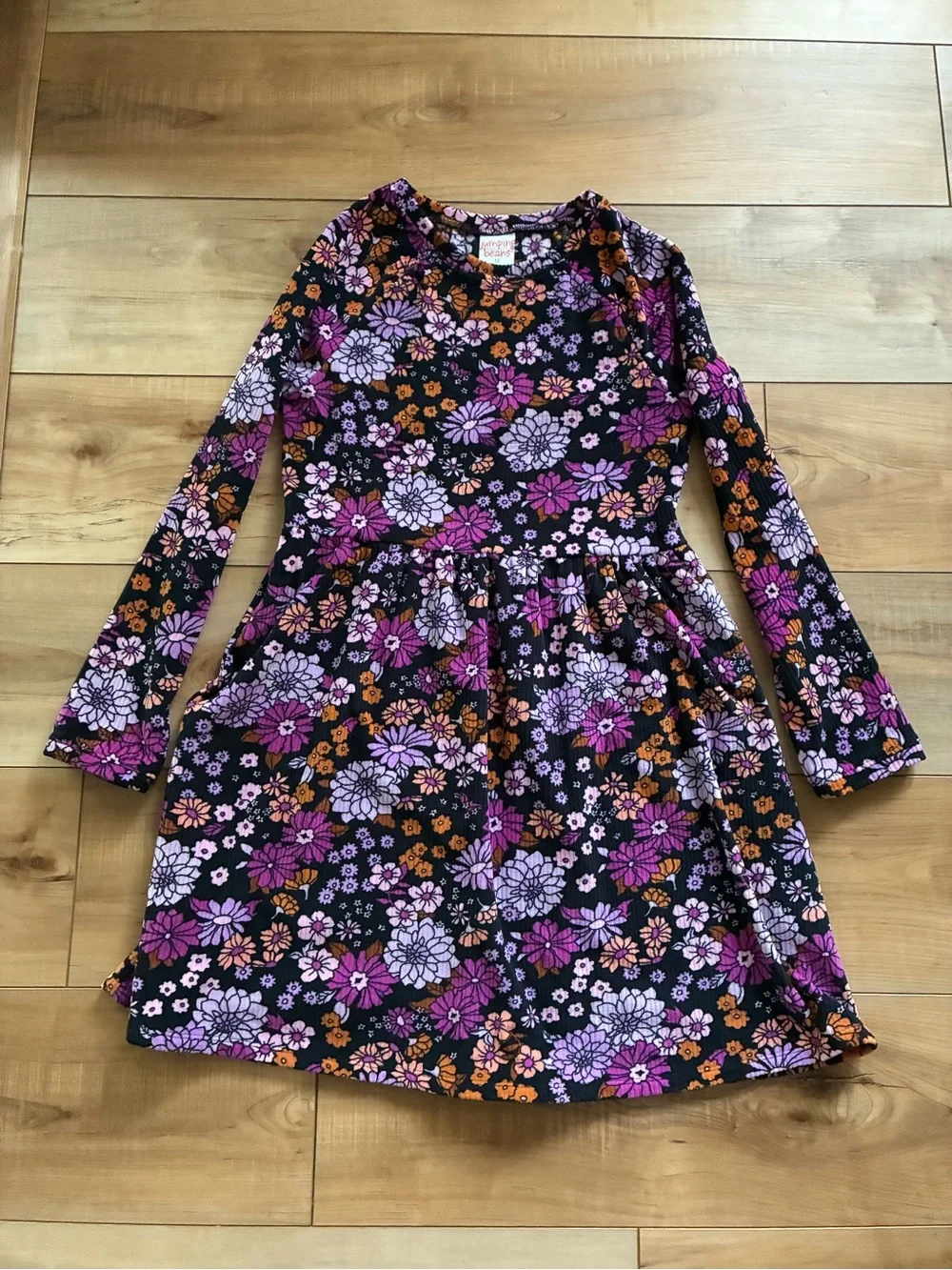 jumping beans Purple & Black Floral Long-Sleeve Dress